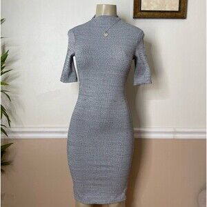 H&M Women’s Grey Marl Ribbed Turtleneck Dress